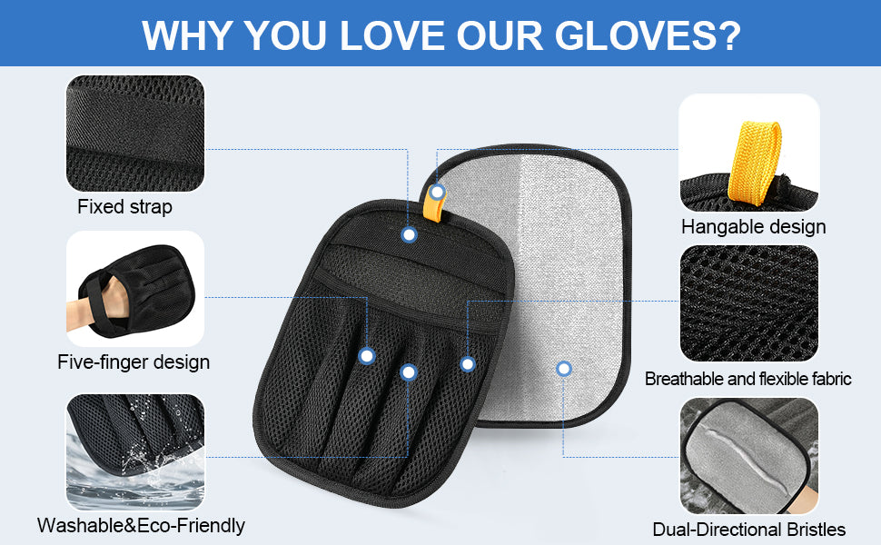 2Pcs Pet Hair Removal Gloves Cat & Dog, Electrostatic Reusable Remover Tool ( 30% Off )